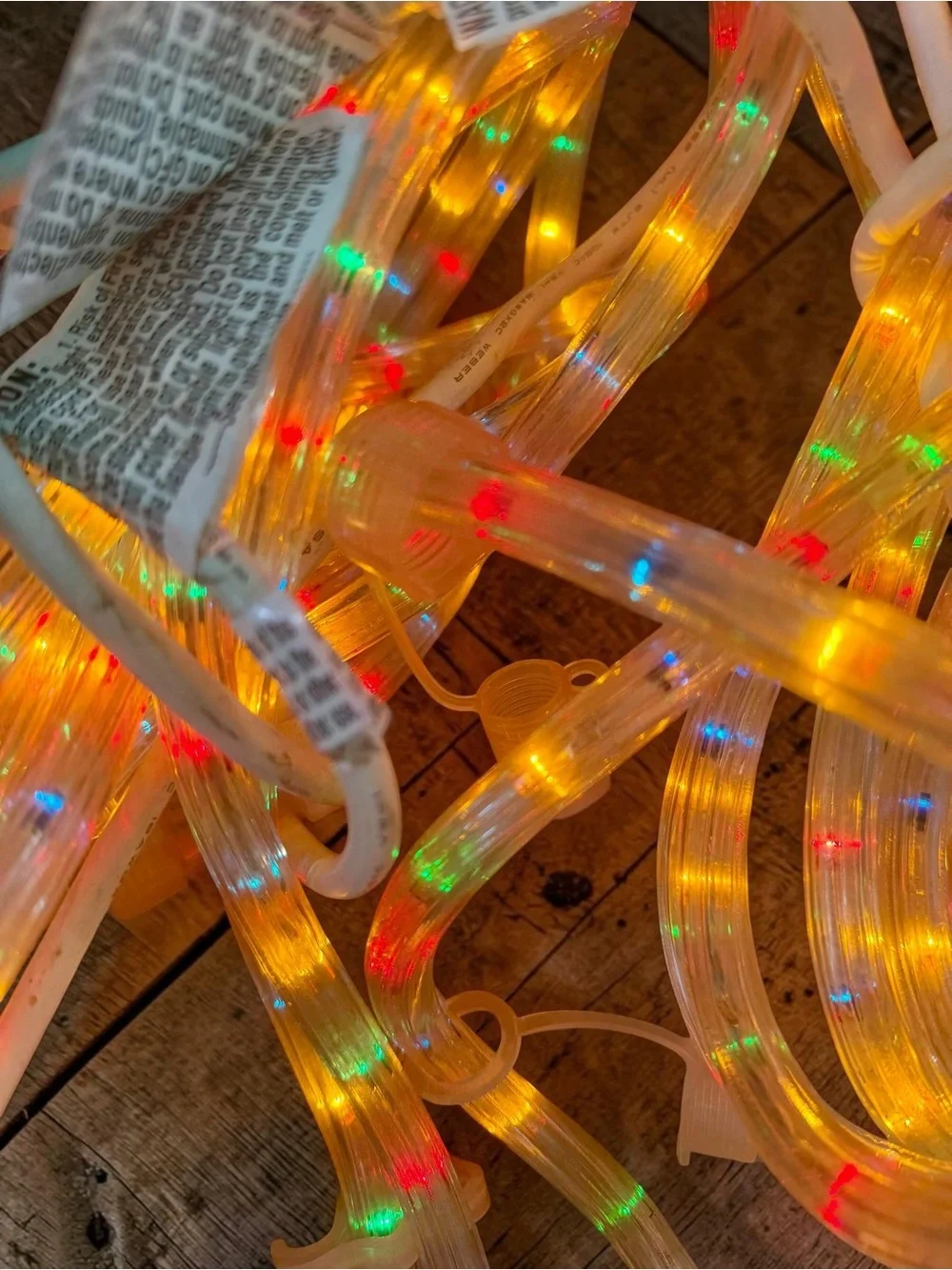 Vintage Rope Light Christmas Decorations Multicolor & Red Lighted Holiday Tubes